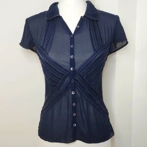DKNY 100% Silk Blouse Blue